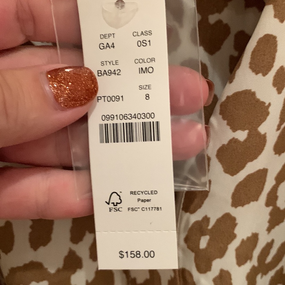 J CREW TIE-WAIST SHIRTDRESS BROWN CREAM LEOPARD PRINT LONG SILHOUETTE SIZE 8 - Picture 13 of 14